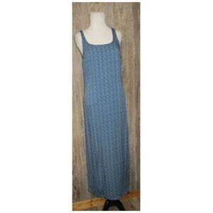 Vintage Faded Glory Maxi Dress Womens Small Blue Floral Sleeveless 90s Y2K